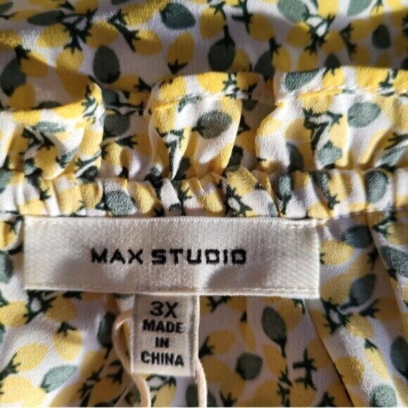 Max Studio Yellow  Ruffle Blouse NWT Sz 3X - Picture 12 of 14